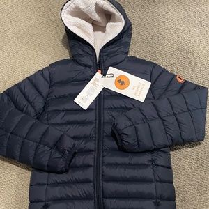 NEW Save The Duck UNISEX GIRL Boy's GIGAY Faux Fur Jacket Hooded Puffer coat NWT